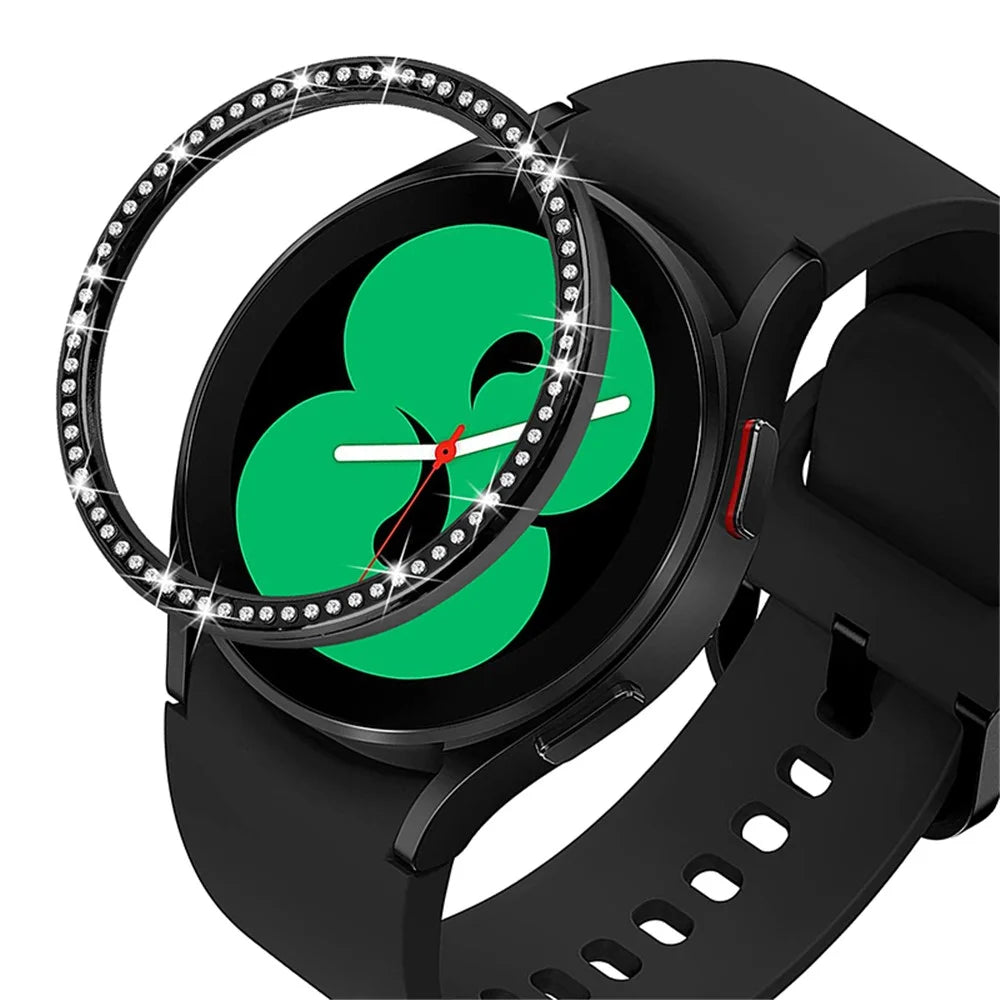 Stainless Steel Watch Bezel Ring Protective Cover with Bling Rhinestone Decor for Samsung Galaxy Watch Active/Active2 44mm - Black - 1