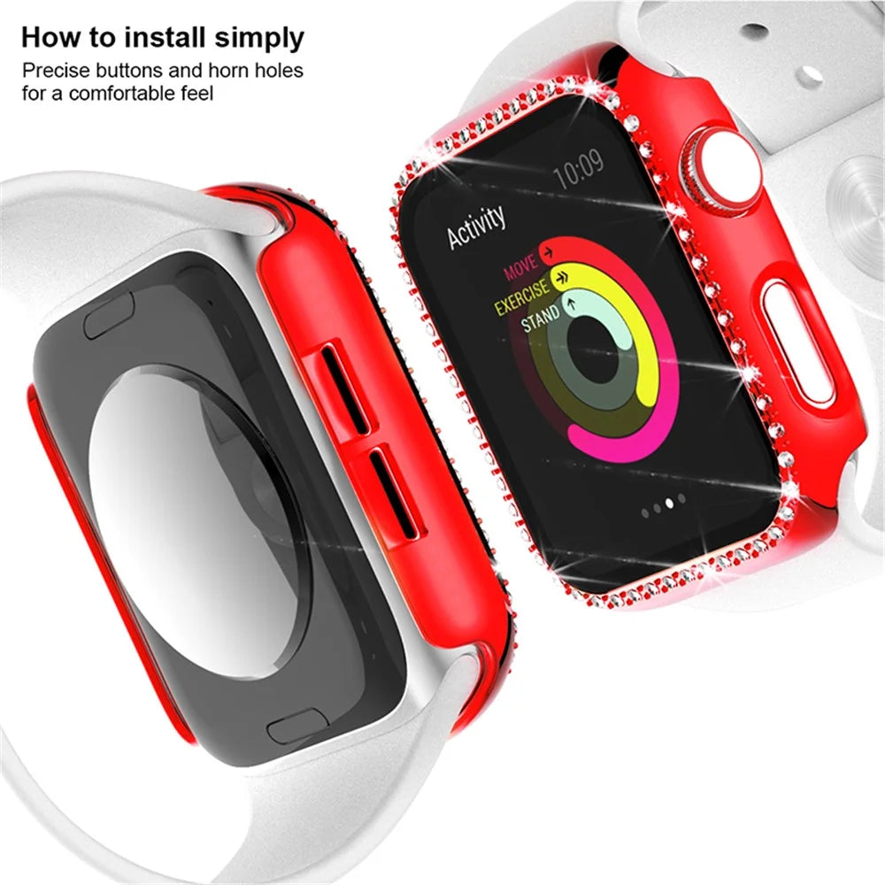 Stylish Rhinestone Decor Smart Watch Case Protector for Apple Watch Series 3/2/1 38mm - Red - 2
