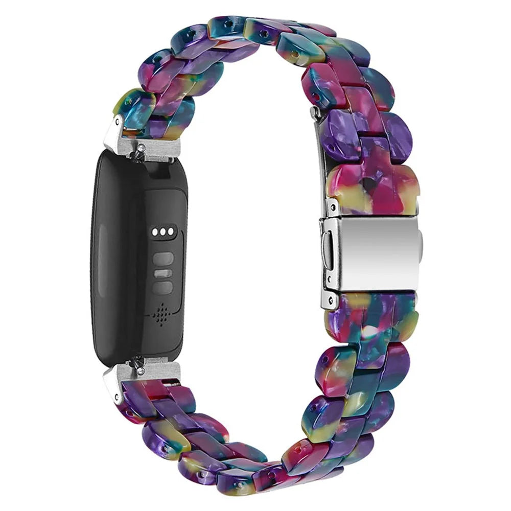 Oval Resin Strap Smart Watch Replacement Sports Bracelet for Fitbit Inspire 1/2/Inspire HR - Purple/Green - 1