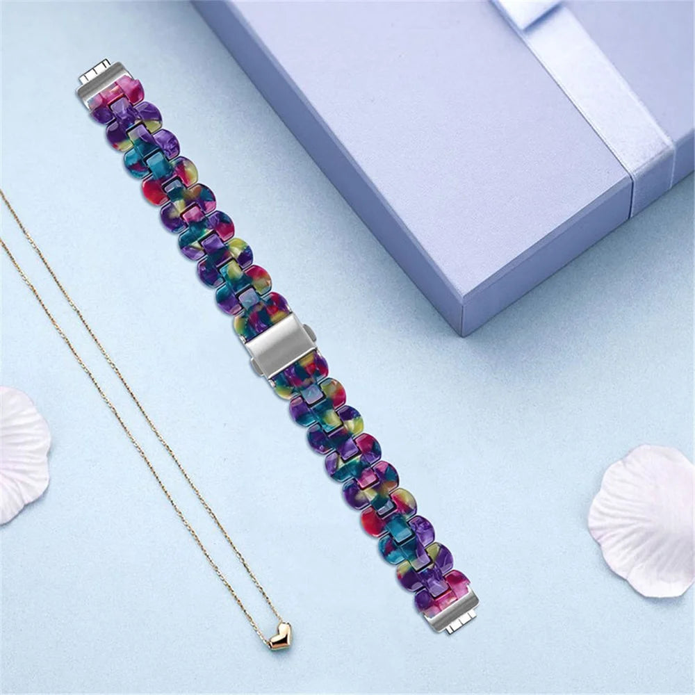 Oval Resin Strap Smart Watch Replacement Sports Bracelet for Fitbit Inspire 1/2/Inspire HR - Purple/Green - 4