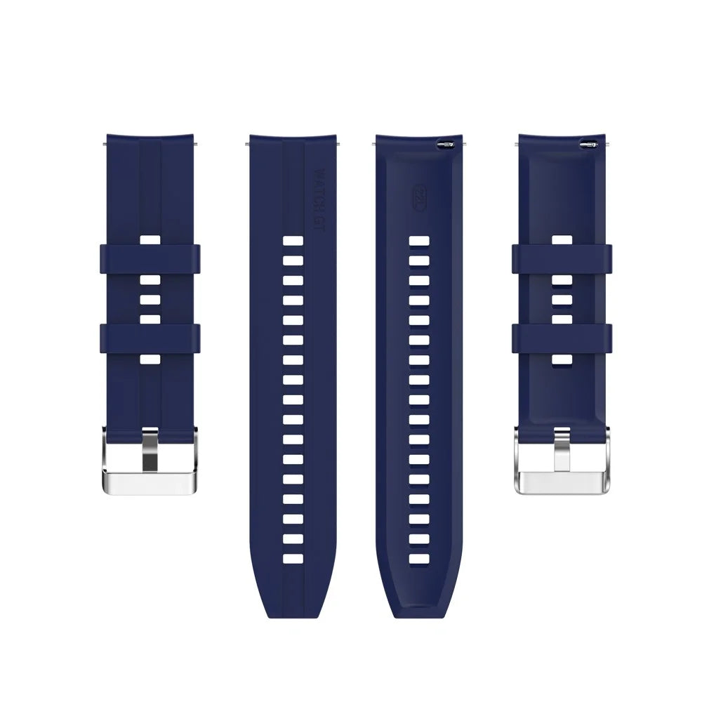 20mm Silicone Smart Watch Strap Adjustable Wristband Bracelet for Huawei Watch GT Runner/Watch GT3 42mm - Silver Steel Buckle/Midnight Blue - 5