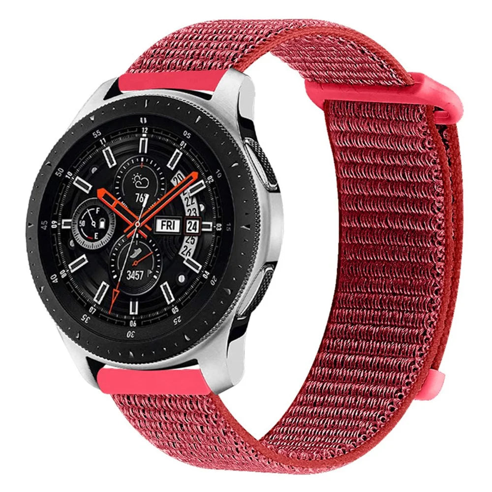 22mm Adjustable Nylon Loop Smart Watch Strap Wristband Replacement for Samsung Galaxy Watch3 45mm/Gear S3 Classic/Galaxy Watch 46mm - Red - 2