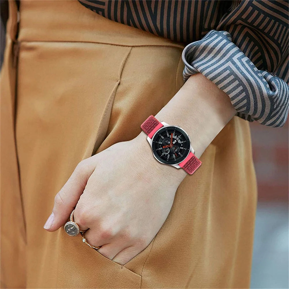 22mm Adjustable Nylon Loop Smart Watch Strap Wristband Replacement for Samsung Galaxy Watch3 45mm/Gear S3 Classic/Galaxy Watch 46mm - Red - 6