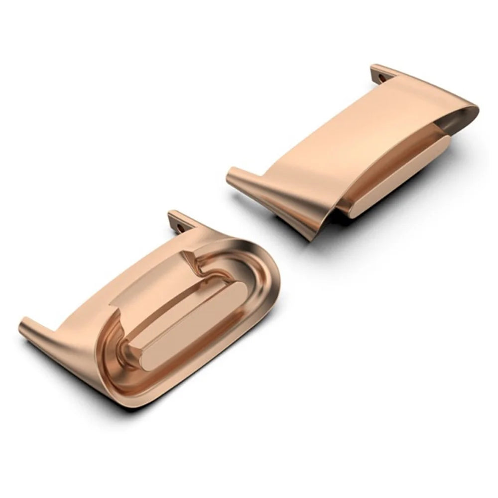 1 Pair Replacement Watch Strap Wrist Band Buckle Metal Connectors for Fitbit Charge 5 - Rose Gold - 1