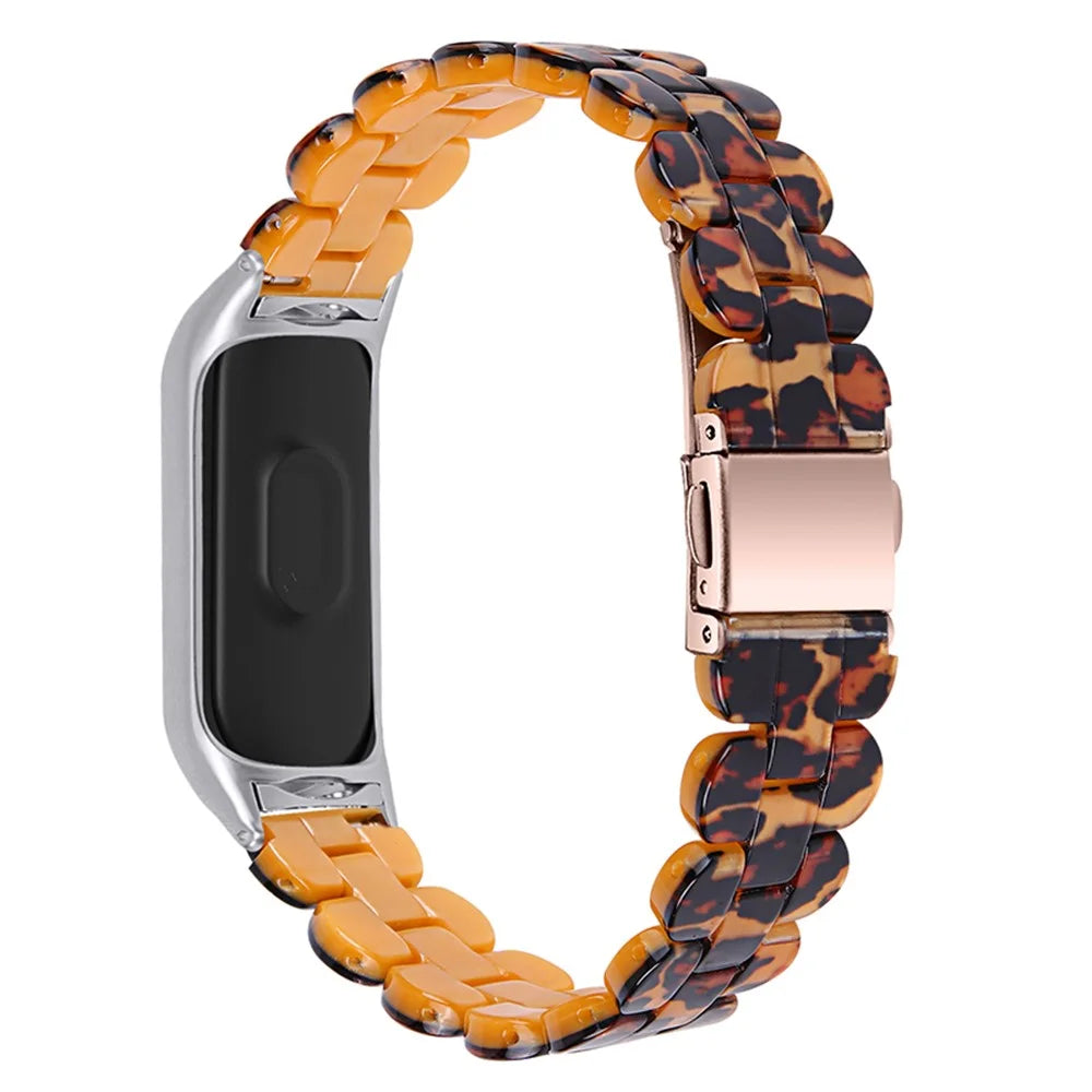 Oval Resin Smart Watch Wrist Band Replacement Strap for Xiaomi Mi Band 3/Band 4 - Leopard Print - 1