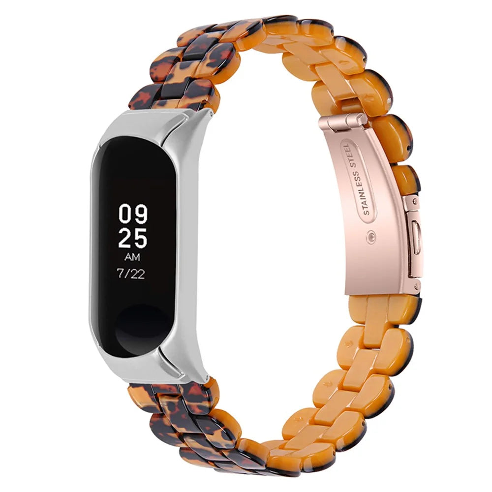 Oval Resin Smart Watch Wrist Band Replacement Strap for Xiaomi Mi Band 3/Band 4 - Leopard Print - 2
