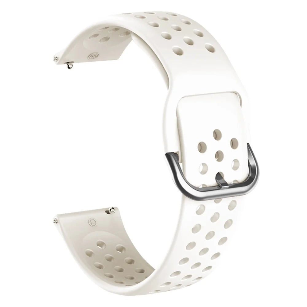 20mm Universal Round Holes Breathable Silicone Smart Watch Strap Replacement Wrist Band - White - 2