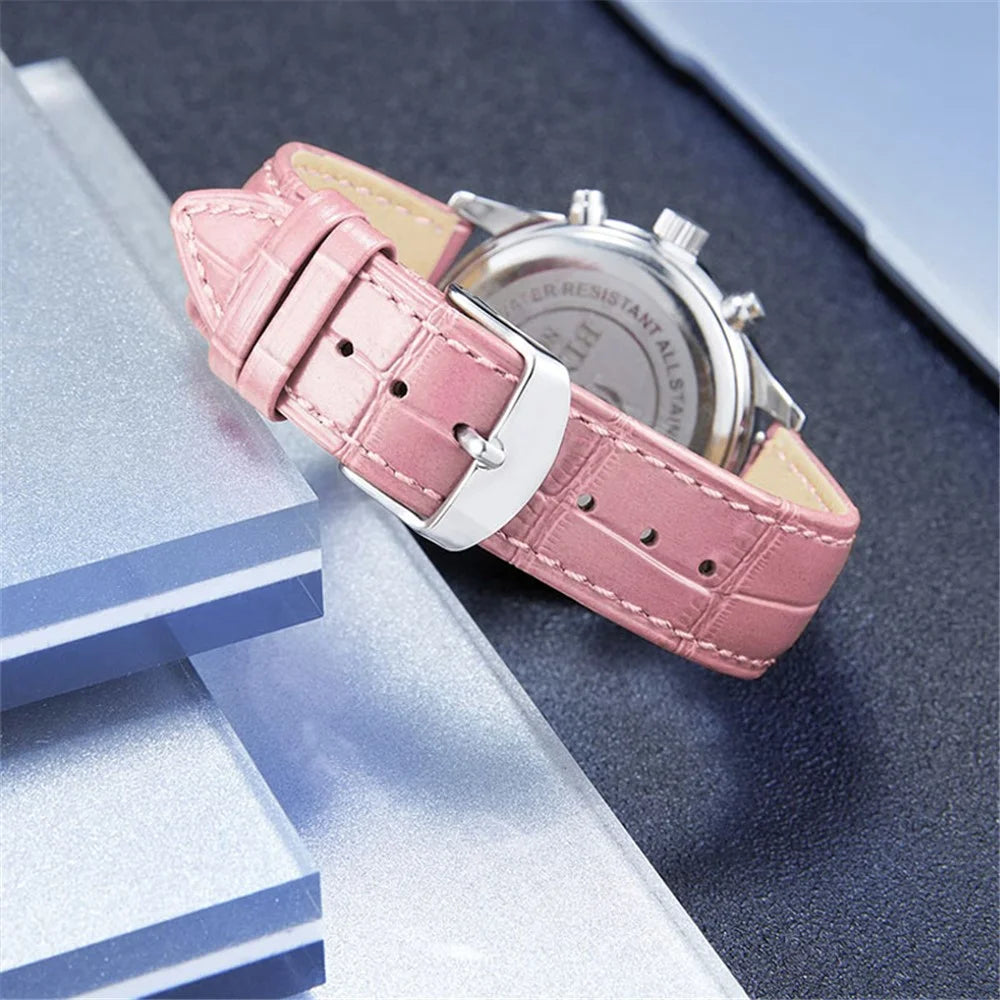 For Fossil Gen 5 Carlyle/Julianna/Garrett/Carlyle HR 22mm Crocodile Texture Cowhide Leather Adjustable Smart Watch Strap Replacement Band - Pink - 4