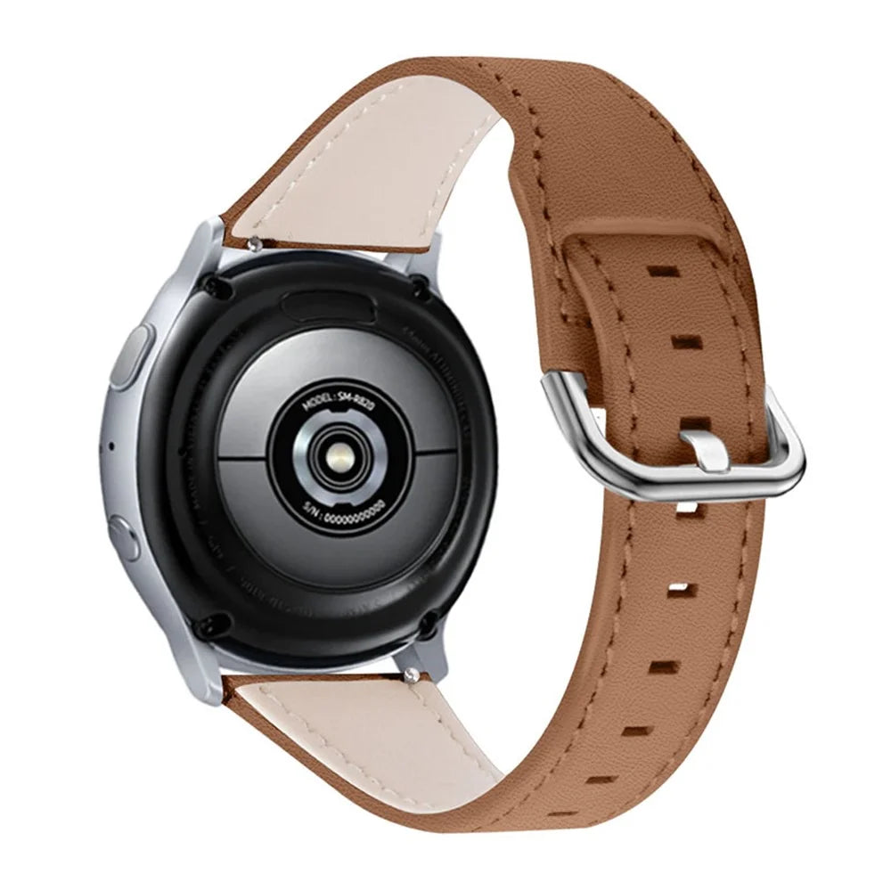 For Samsung Gear S3 Frontier/Gear S3 Adjustable Stylish Watch Strap with Stainless Steel Buckle Cowhide Leather Wrist Band (22mm) - Brown - 1