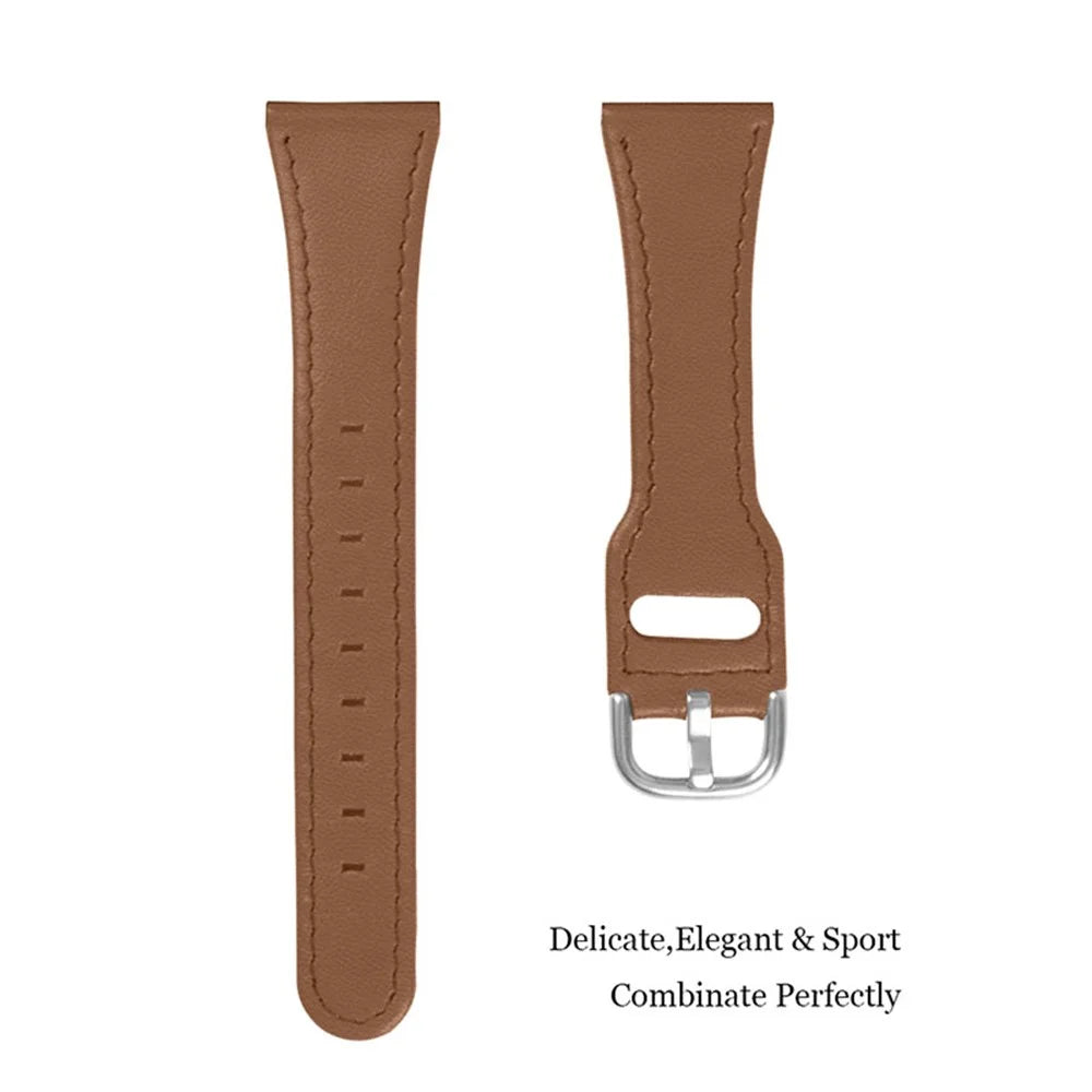 For Garmin Vivoactive 4 Elegant Watch Strap with Stainless Steel Buckle Cowhide Leather Wrist Band (22mm) - Brown - 2
