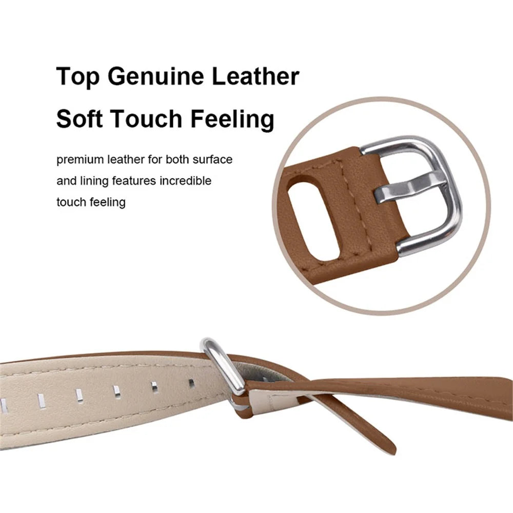 For Garmin Vivoactive 4 Elegant Watch Strap with Stainless Steel Buckle Cowhide Leather Wrist Band (22mm) - Brown - 3