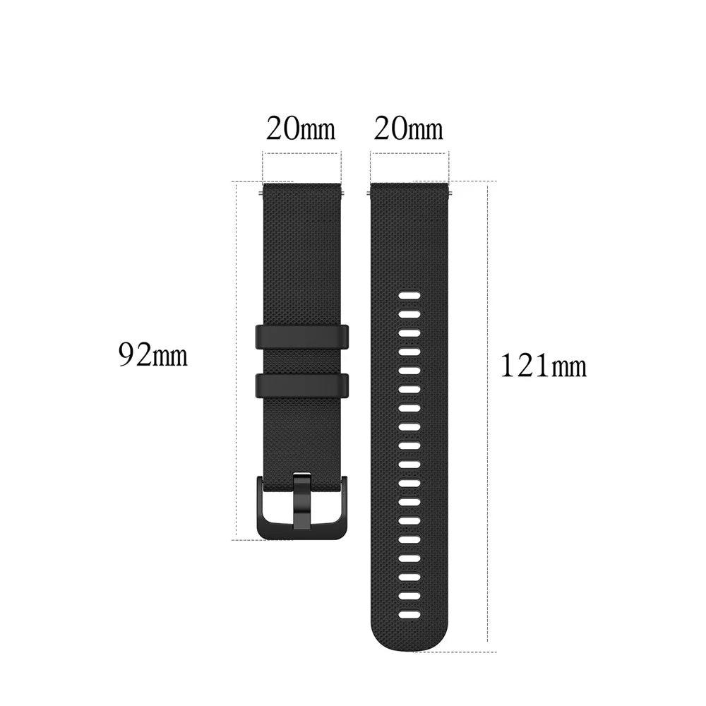 For Garmin Vivomove Sport/Venu 2 Plus 20mm Silicone Smart Watch Strap Grid Texture Adjustable Wristband - Black - 6