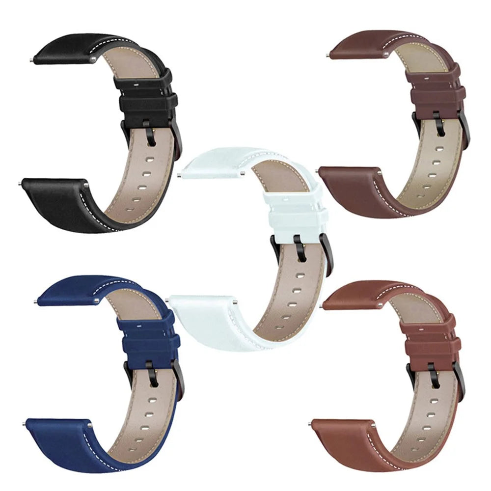 For HUAWEI Watch GT3/Samsung Galaxy Watch 46mm Leather Watch Band 22mm Universal Watch Strap with Buckle - Dark Brown - 6