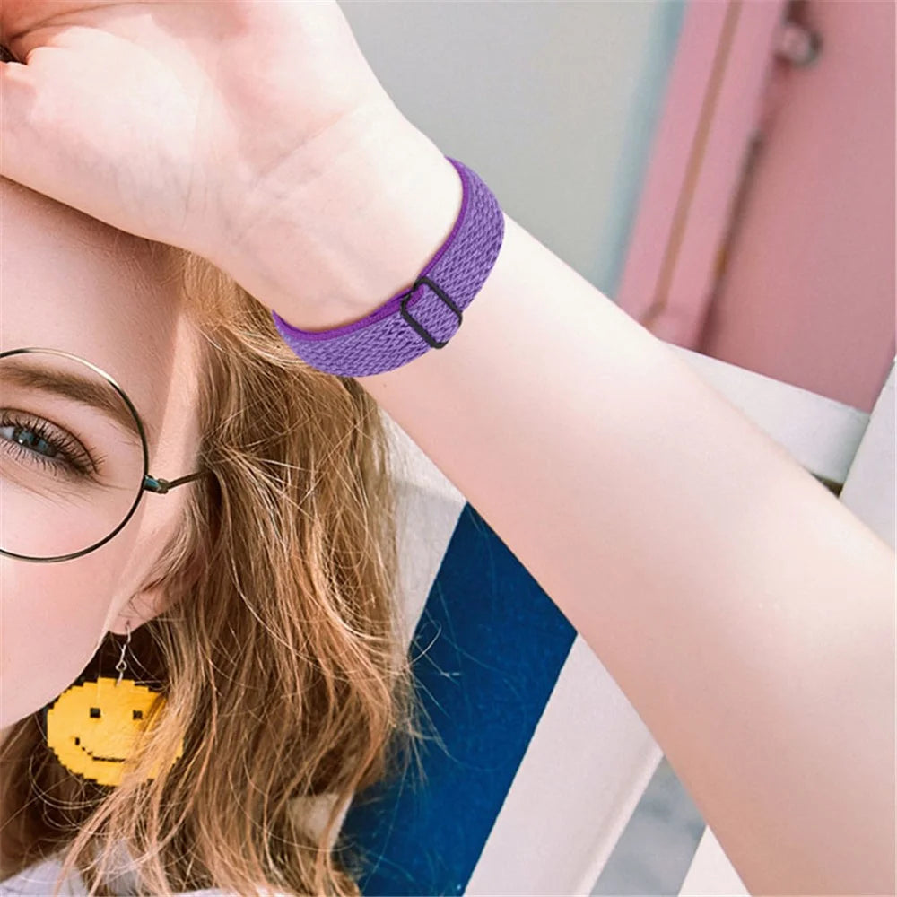 For Samsung Galaxy Watch 46mm/Watch3 45mm Adjustable Elastic Watch Strap Universal Watch Band with Buckle - Purple - 6