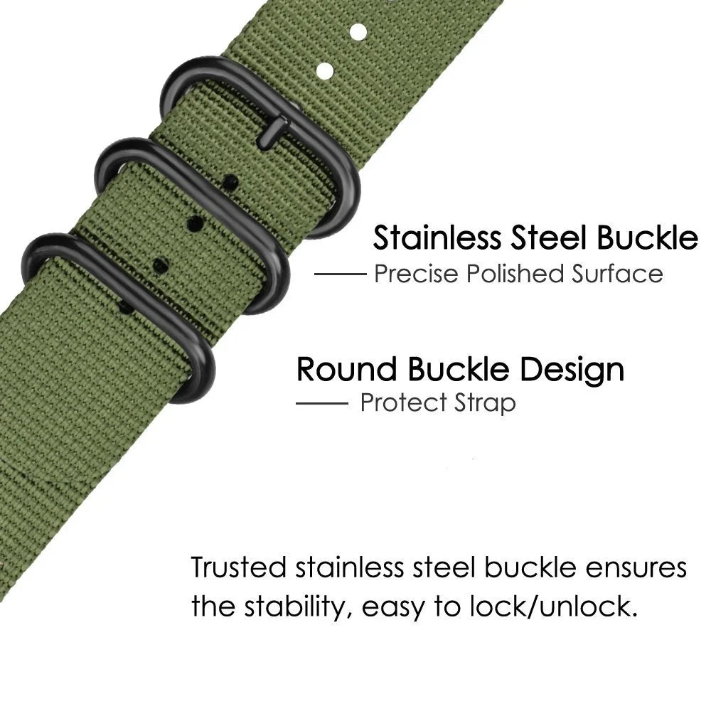 For Suunto 9/Suunto 9 Baro Nylon Watch Strap Three Heavy Buckles Watch Band Replacement 24mm - Army Green - 6