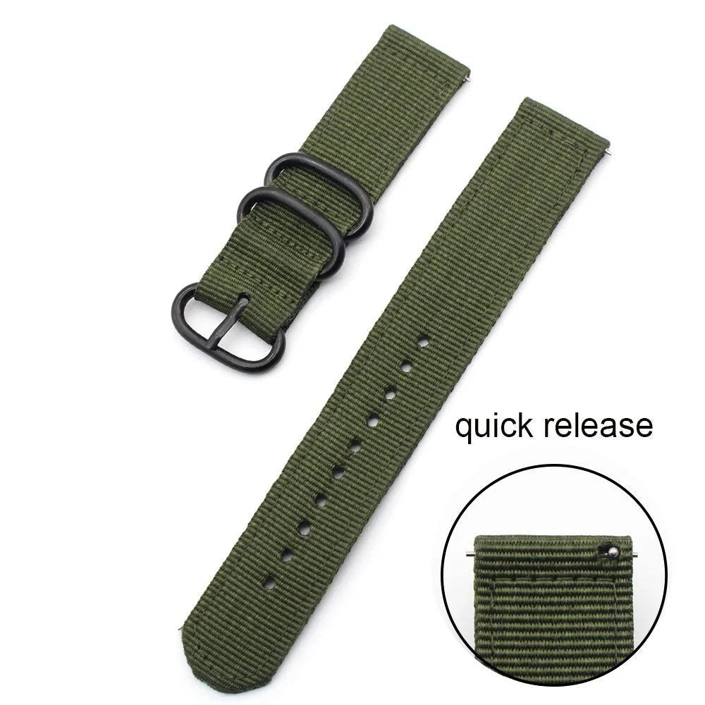 For Suunto 9/Suunto 9 Baro Nylon Watch Strap Three Heavy Buckles Watch Band Replacement 24mm - Army Green - 7