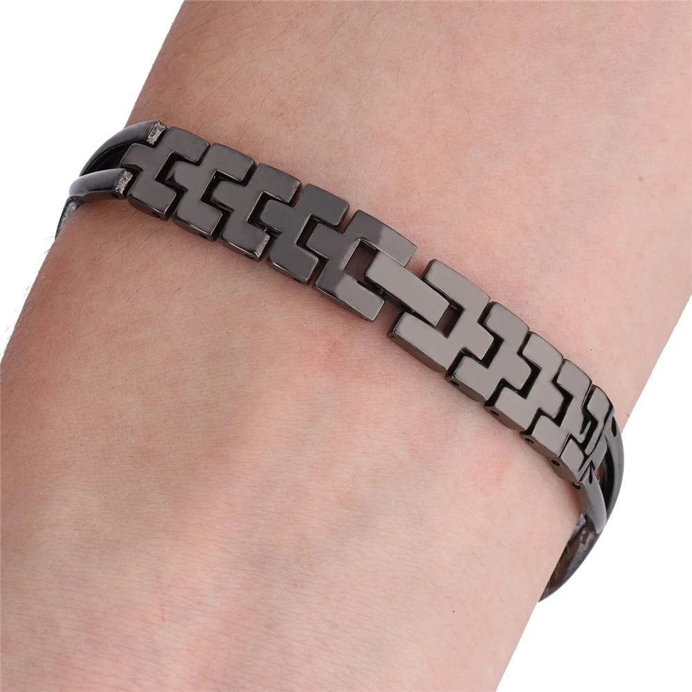 For Xiaomi Mi Band 3/4 Smart Watch X Design Stainless Steel Watch Strap with Rhinestone Decor - Black - 7