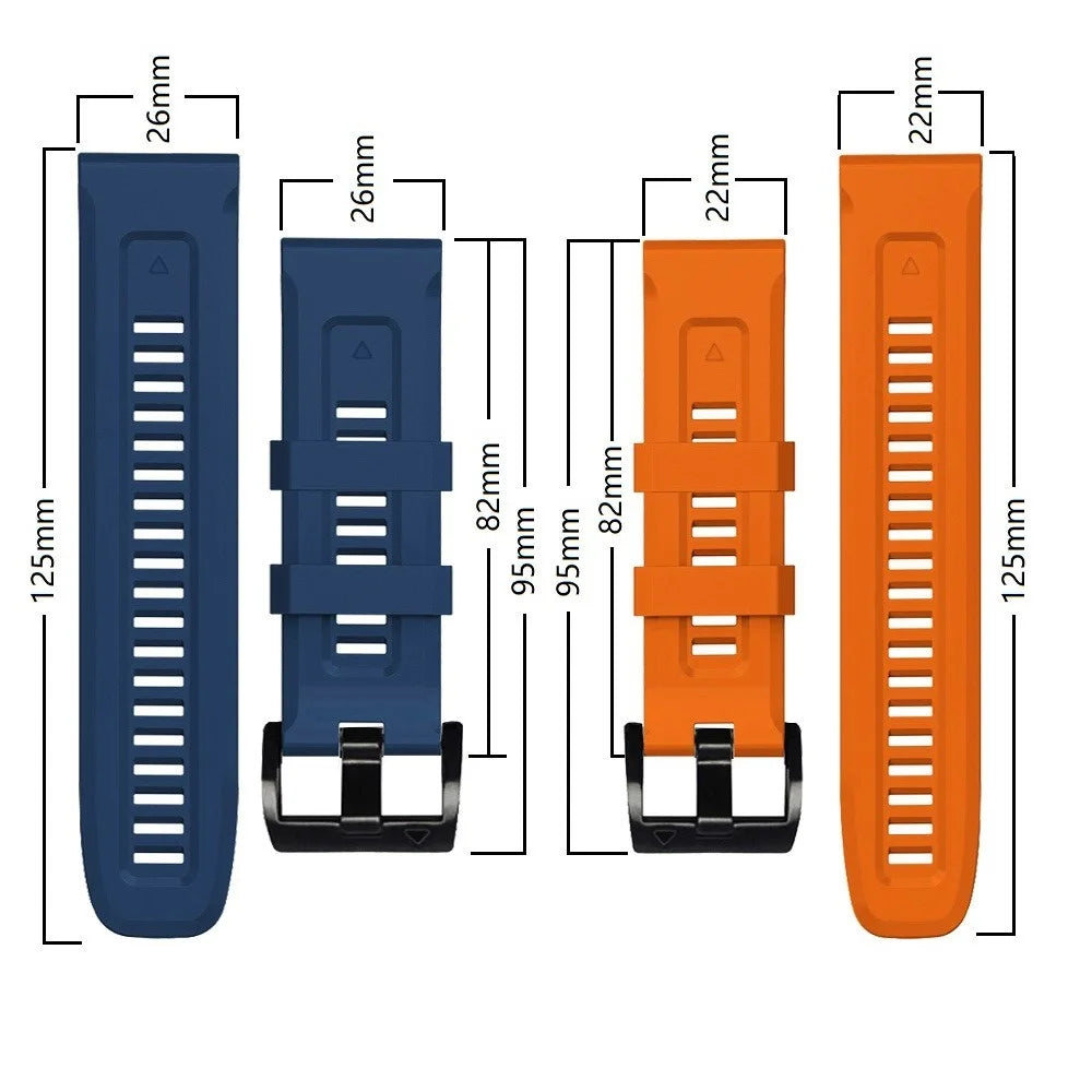 For Garmin Fenix 7X Wear-resistant Silicone Watch Band Replacement Adjustable Wrist Strap with Buckle - Dark Blue - 7