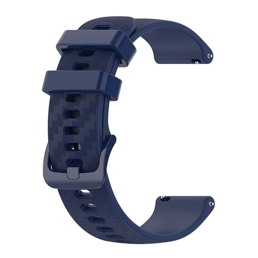 For Garmin Samsung Polar Huami Huawei 20mm Carbon Fiber Silicone Watch Band Replacement Wrist Strap - Navy Blue - 3