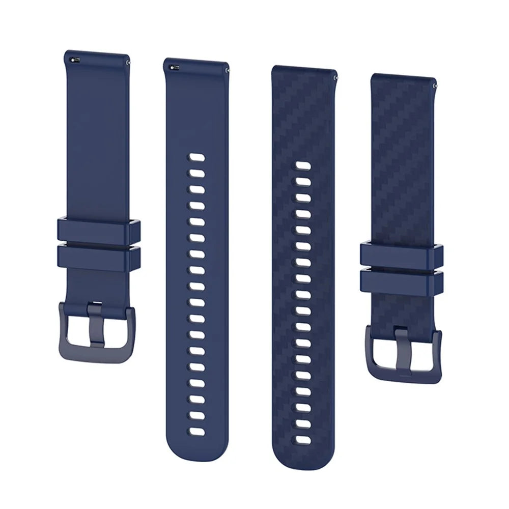 For Garmin Samsung Polar Huami Huawei 20mm Carbon Fiber Silicone Watch Band Replacement Wrist Strap - Navy Blue - 5