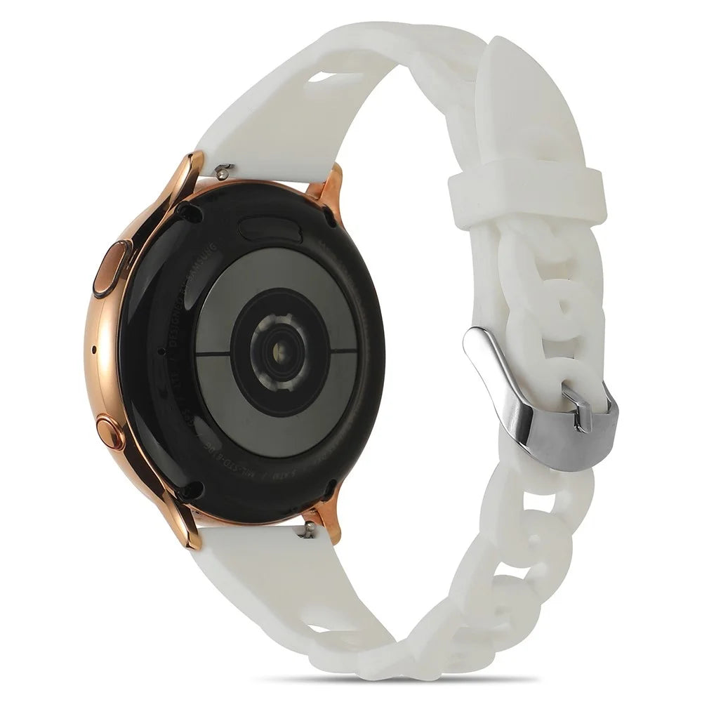 For Garmin Venu 2 Plus/Samsung Galaxy Watch4 Silicone Watch Band 20mm Universal Circle Design Replacement Wrist Strap - White - 1