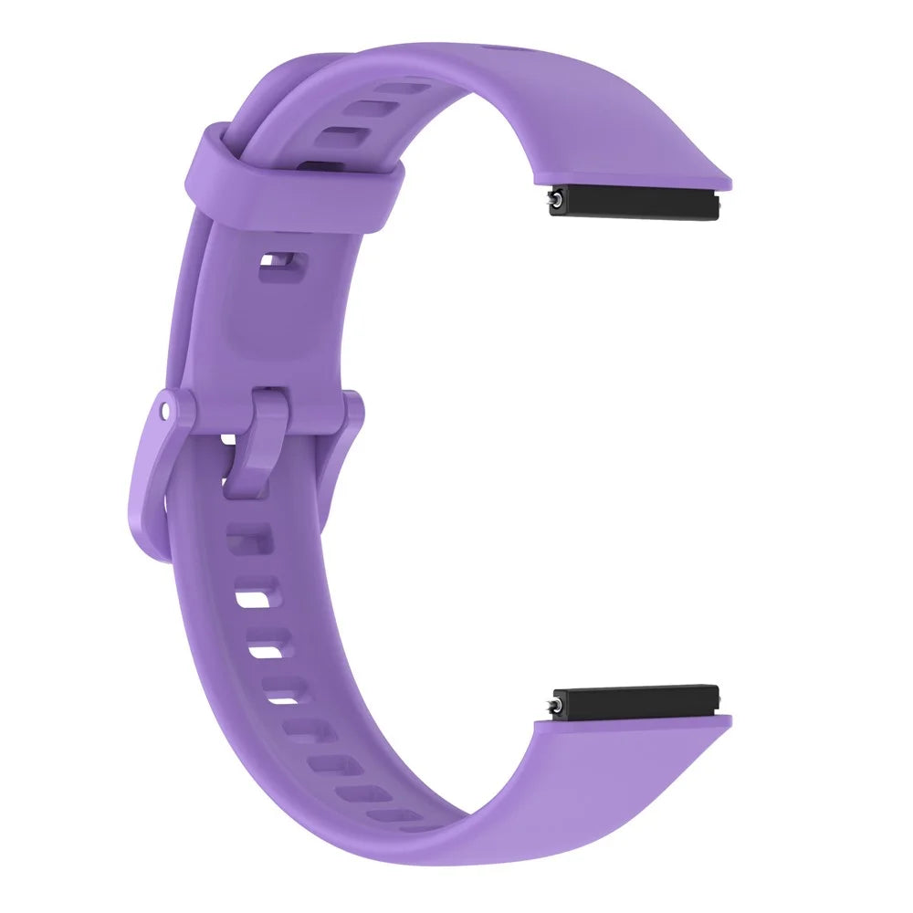 Silicone Smart Watch Band for Huawei Band 7, Solid Color Adjustable Wrist Strap Replacement - Lilac Purple - 5