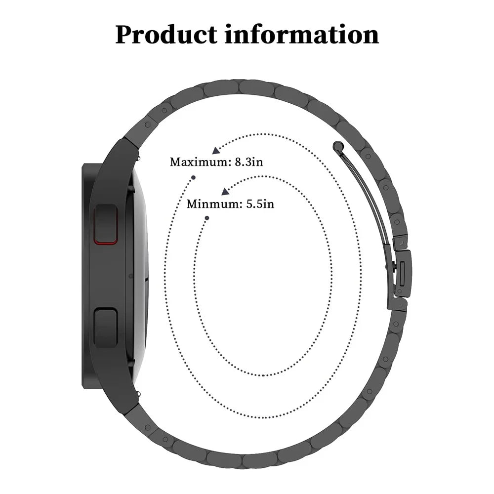 JLT For Samsung Galaxy Watch4 Classic 46mm / 42mm / Garmin Venu 2 Plus 22mm Stainless Steel Watch Strap Three Beads Wrist Band - Black - 7