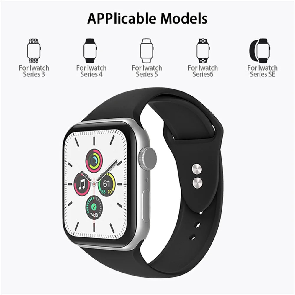 For Apple Watch Ultra 3 2 1 49mm / Series 11 10 46mm / 9 8 7 45mm / SE3 SE2 SE 6 5 4 44mm / 3 2 1 42mm Adjustable Silicone Watch Strap with Double Buttons Buckle, Size L - Black - 3