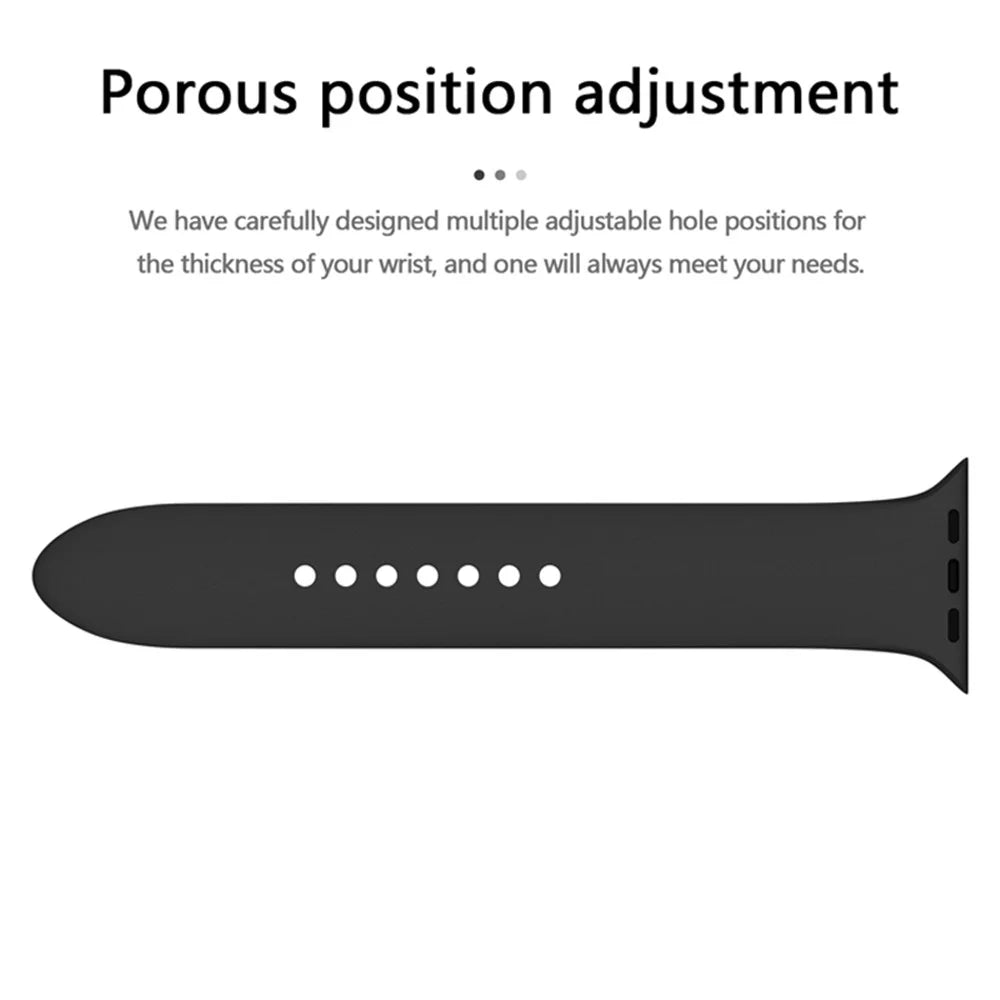 For Apple Watch Ultra 3 2 1 49mm / Series 11 10 46mm / 9 8 7 45mm / SE3 SE2 SE 6 5 4 44mm / 3 2 1 42mm Adjustable Silicone Watch Strap with Double Buttons Buckle, Size L - Black - 4