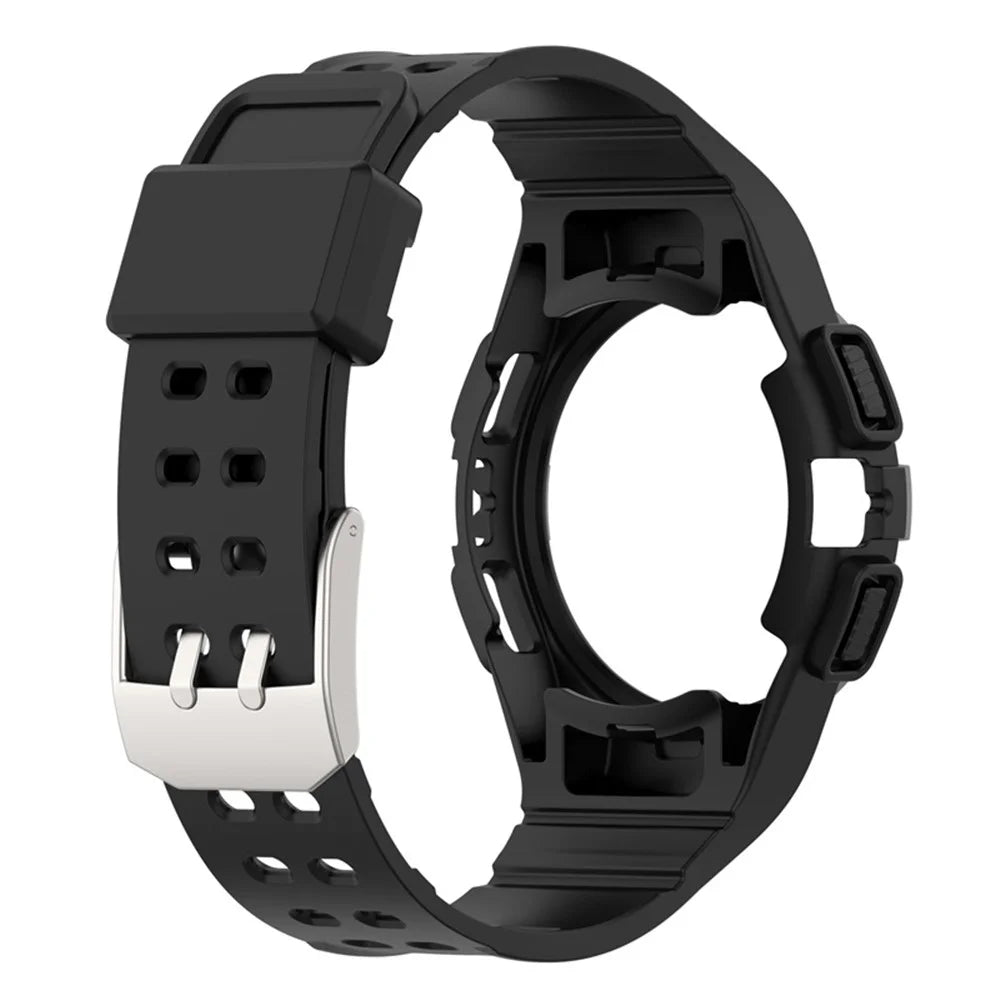 For Samsung Galaxy Watch4 40mm One-piece Soft TPU Smart Watch Replacement Wrist Strap with Watch Case - Black - 3