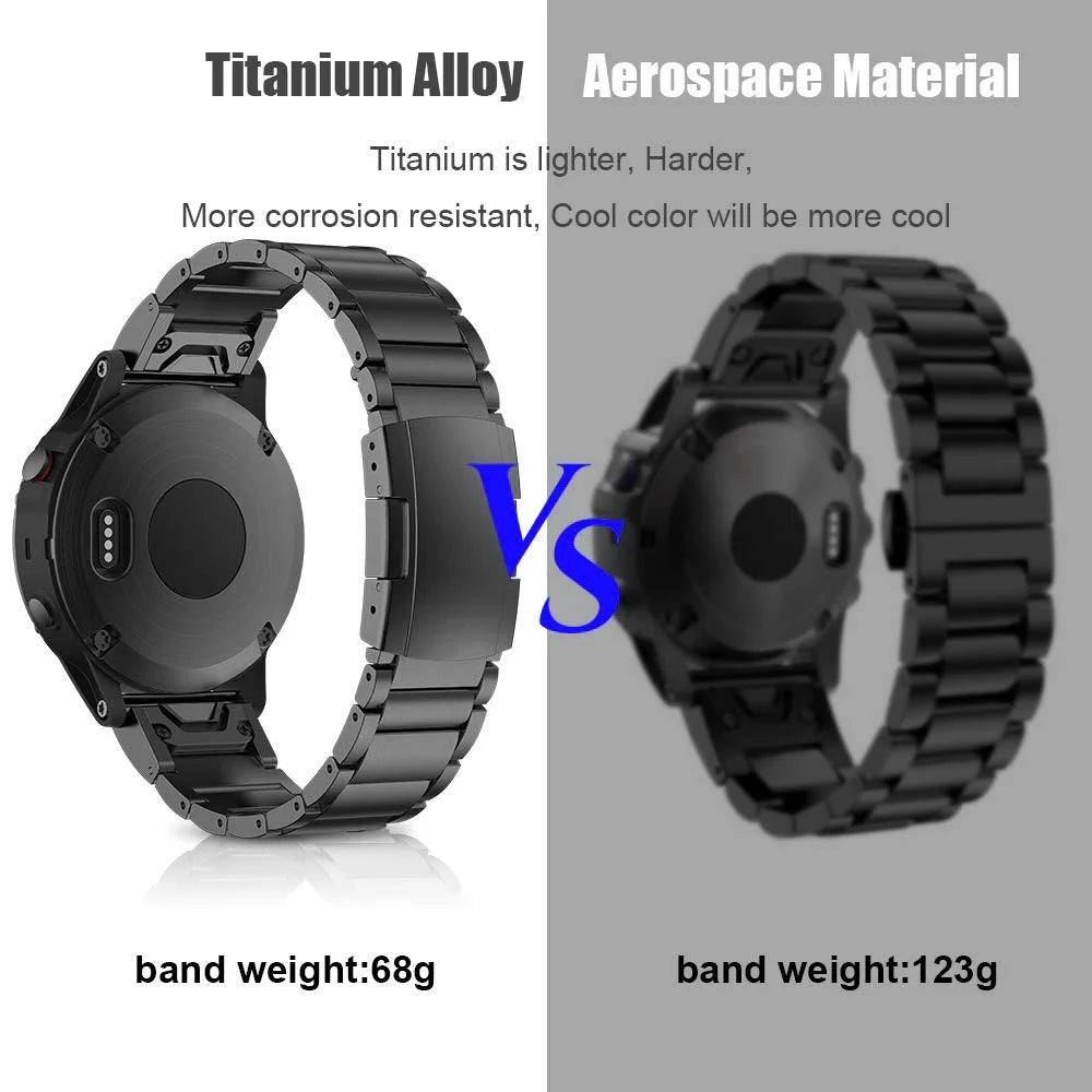 For Garmin Descent G1 / Fenix 7 / 6 Pro / 5 Plus Titanium Steel 3 Beads Smart Watch Band 22mm Universal Quick Release Replacement Strap - Black - 4