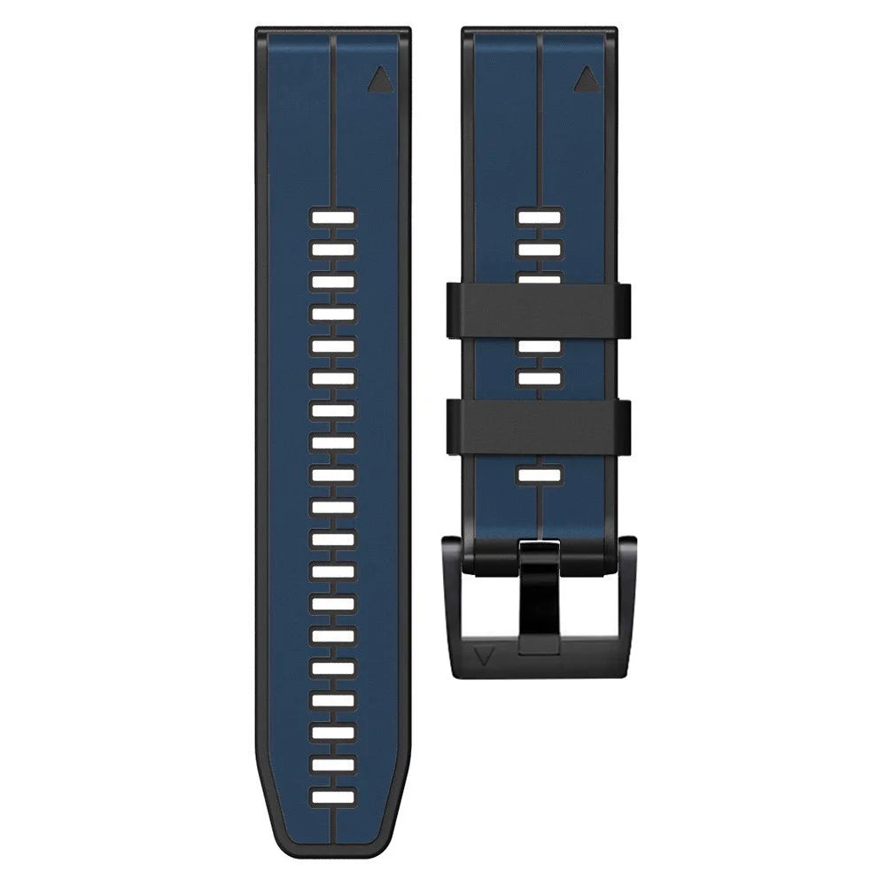 For Garmin Descent G1 / Fenix 7 / Fenix 6 Pro / Fenix 5 Plus Dual Color Silicone Wrist Strap Smart Watch Band 22mm - Dark Blue / Black - 4