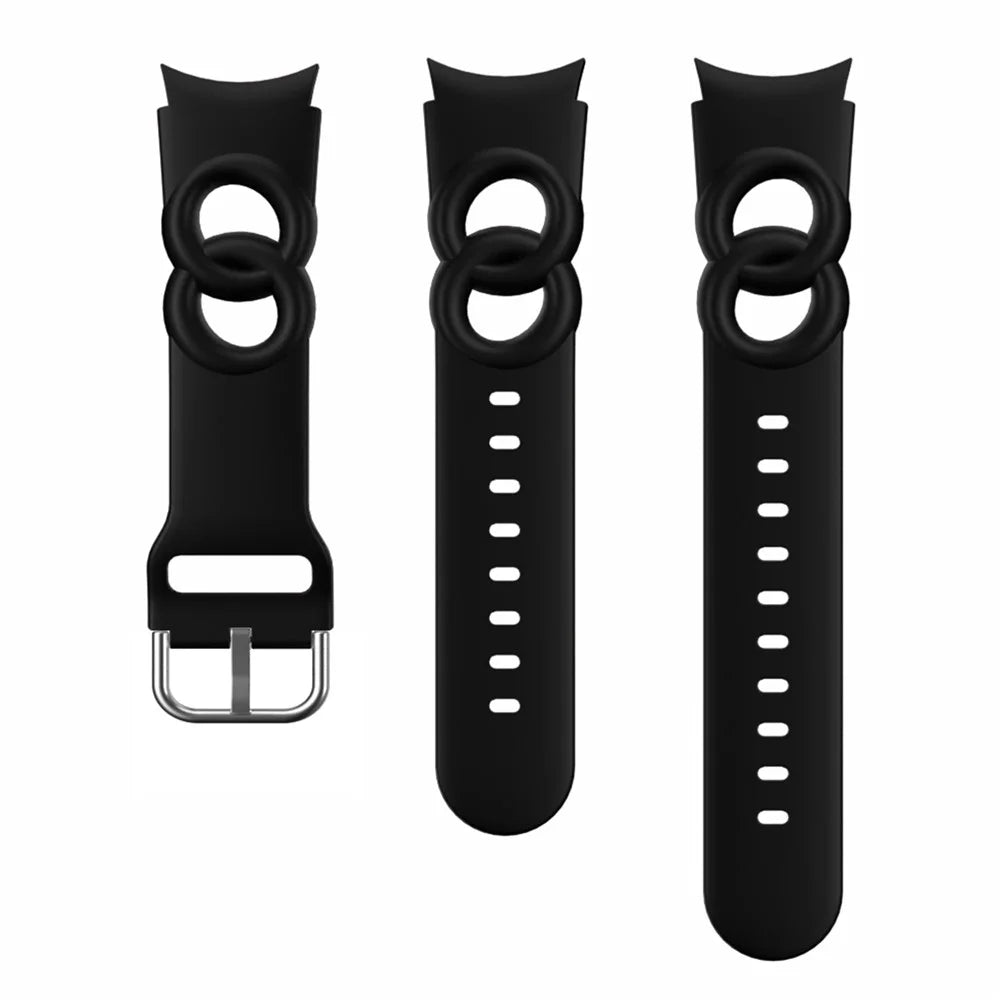 For Samsung Galaxy Watch 5 40mm / 44mm  /  5 Pro 45mm Quick Release Watch Strap Set Silicone Hollow Watch Band 20mm Replacement Watchband - Black - 3