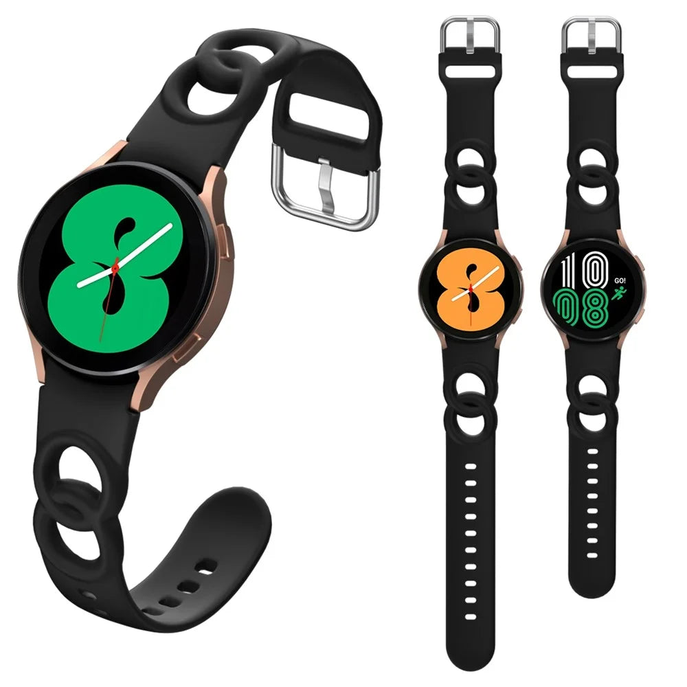 For Samsung Galaxy Watch 5 40mm / 44mm  /  5 Pro 45mm Quick Release Watch Strap Set Silicone Hollow Watch Band 20mm Replacement Watchband - Black - 5