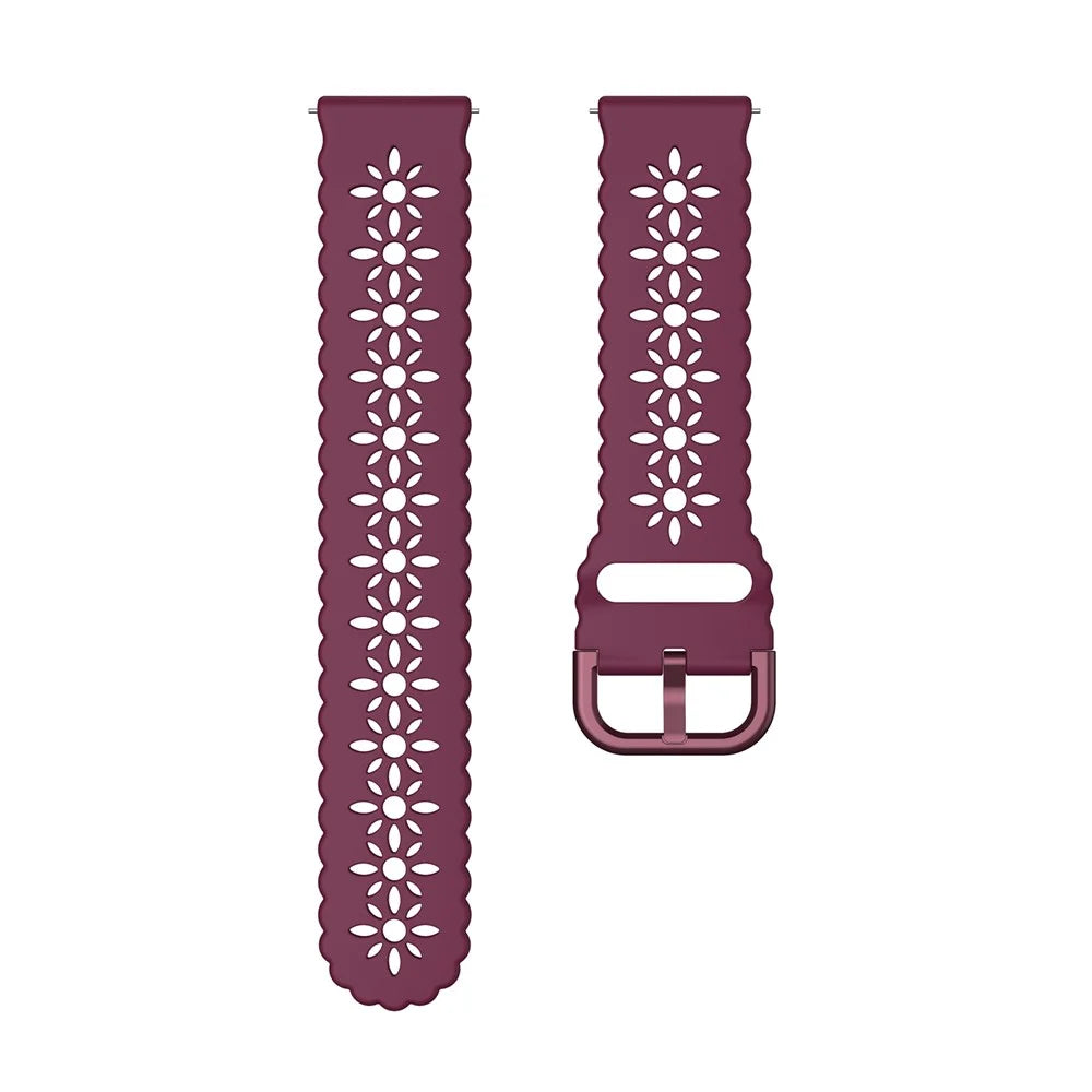 For Samsung Galaxy Watch 5 40mm / 44mm / Watch 5 Pro 45mm Silicone Watch Band Hollowed-out Plum Blossom Wrist Strap Replacement - Wine Red - 4