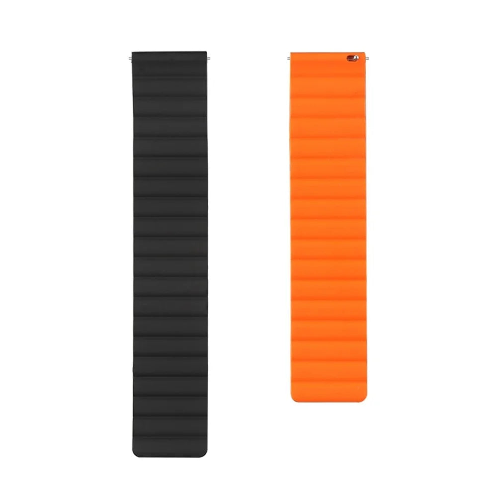 For Samsung Galaxy Watch 5 40mm / Watch 5 44mm / Watch 5 Pro 45mm Replacement Silicone Watch Strap 20mm Magnetic Adjustable Wrist Band - Black / Orange - 3