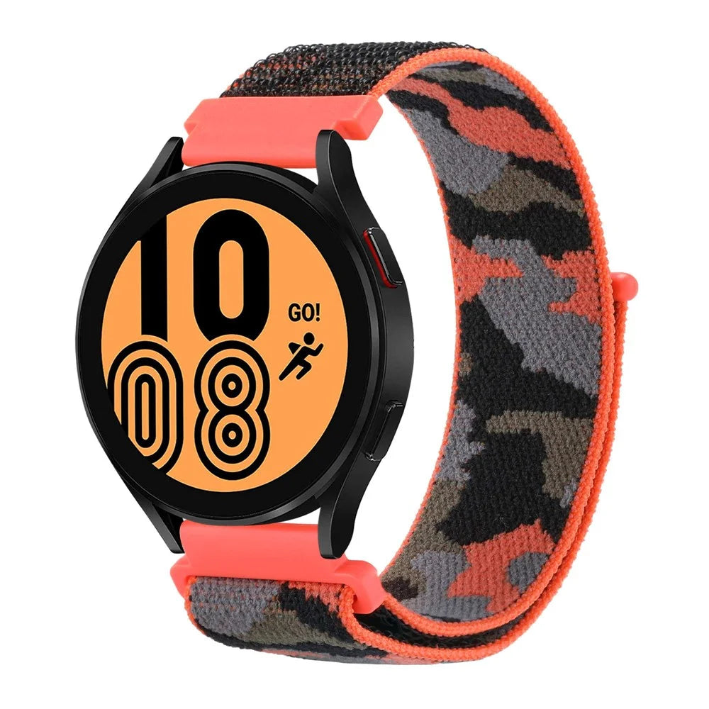 For Samsung Galaxy Watch3 45mm / Huawei Watch GT 3 Pro 46mm Watch Band 22mm Camouflage Nylon Adjustable Loop Wrist Strap - Orange - 3