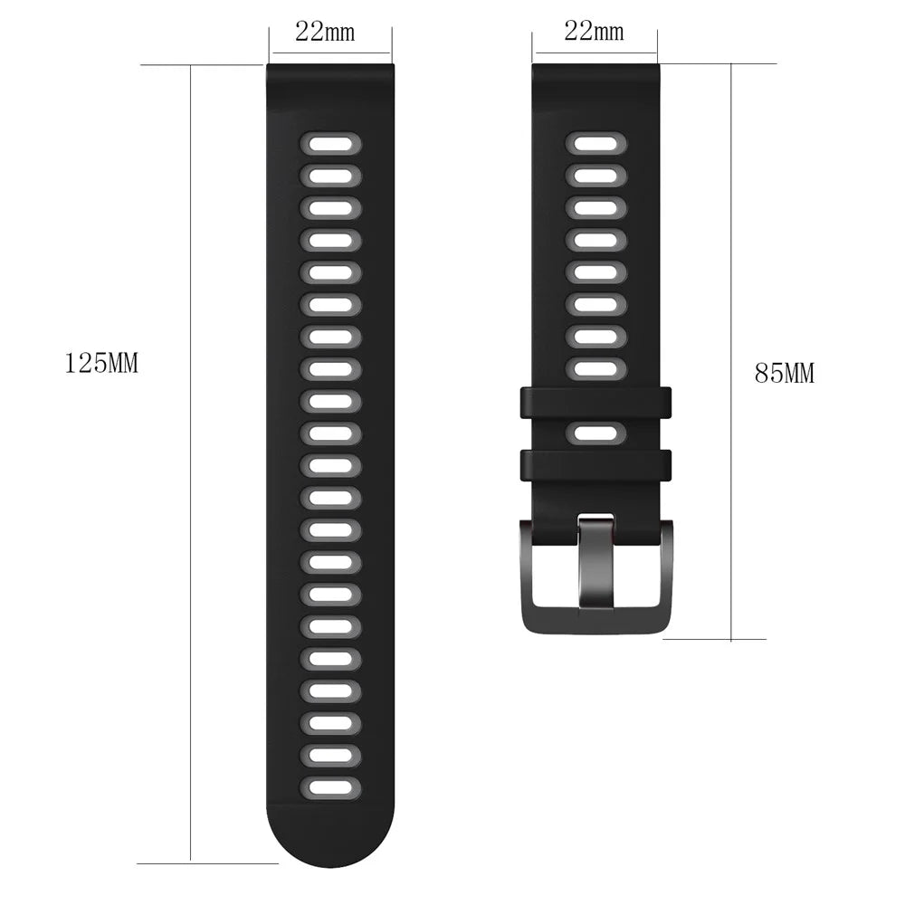 For Samsung Galaxy Watch3 45mm / Huawei Watch 3 / Apex 46mm Dual-Color Silicone Watch Band 22mm Sport Strap Replacement - Black  /  Grey - 5