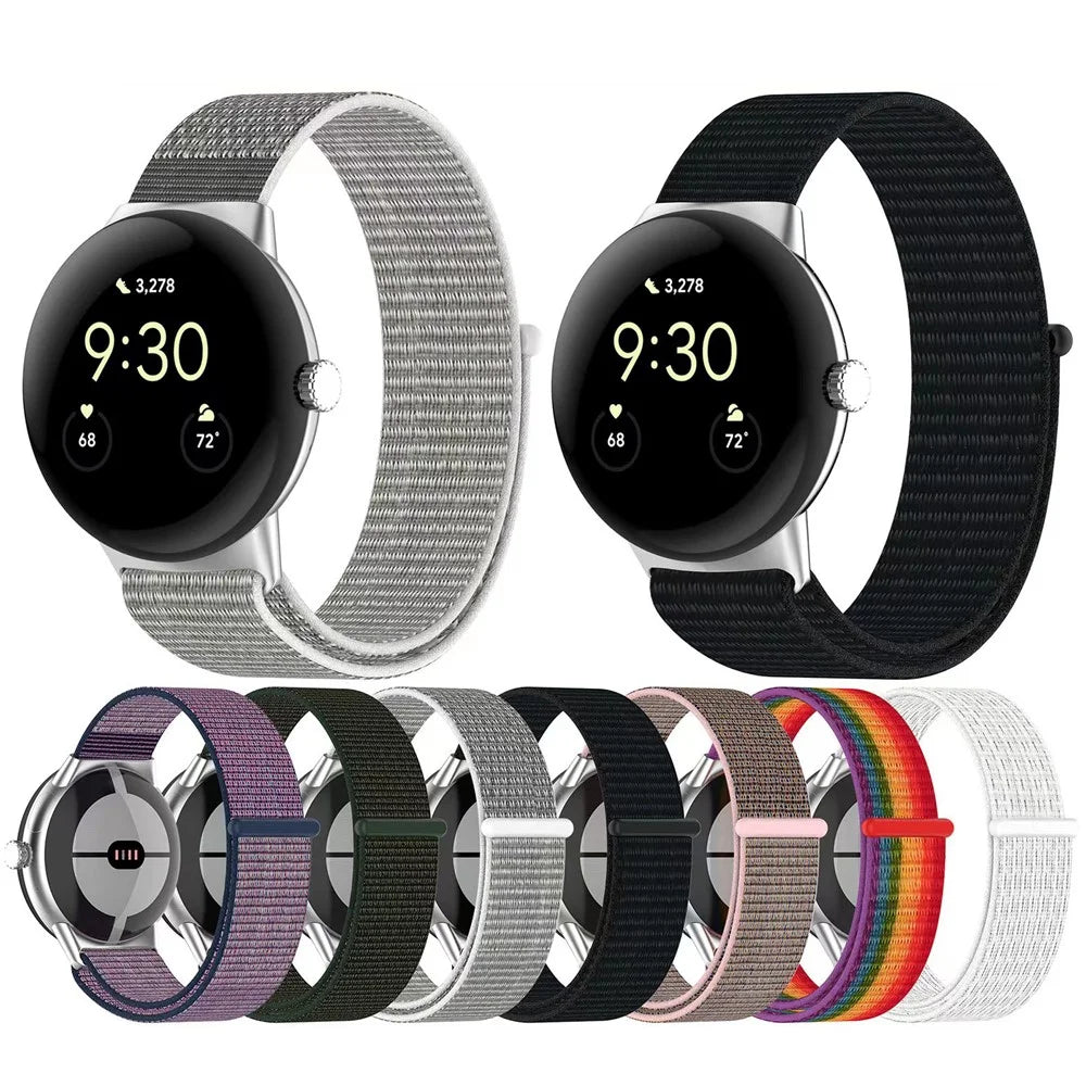 For Google Pixel Watch 3 41mm / Watch 2 / Pixel Watch Nylon Loop Fasten Watch Band Breathable Sport Wrist Band Replacement - Army Green - 6