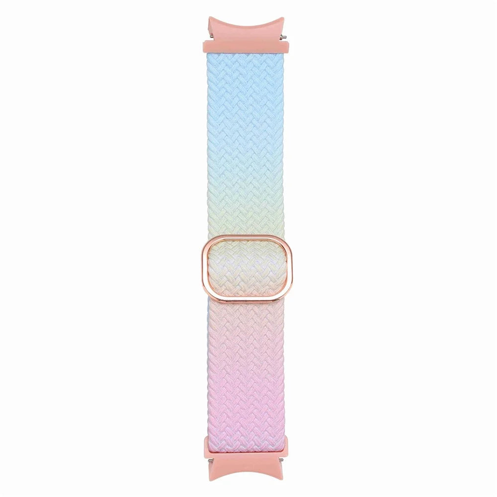 For Samsung Galaxy Watch6 40mm 44mm / Watch6 Classic 43mm 47mm / Watch 5 40mm 44mm / 5 Pro 45mm / Watch4 40mm 44mm Stretchy Braided Watch Band Dual Color Adjustable Elastic Nylon Gradient Strap - Pink / Yellow / Blue - 2
