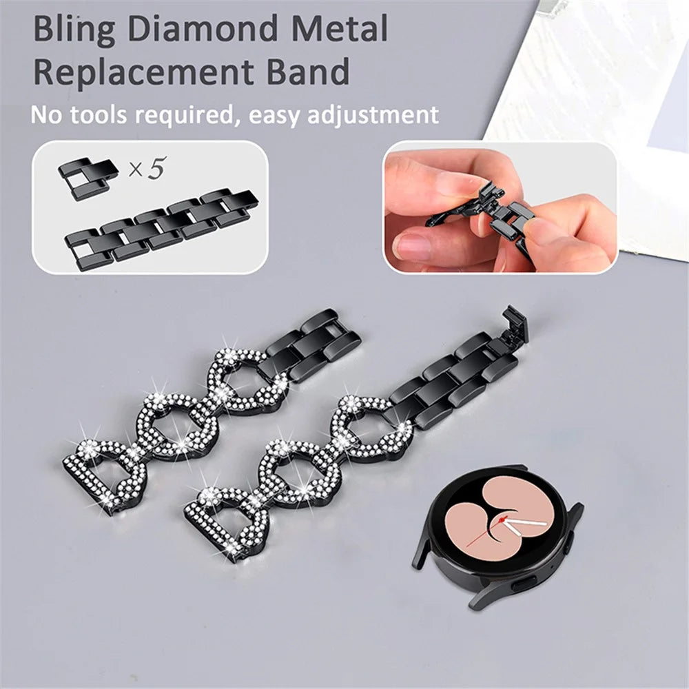 For Garmin Vivoactive 3 / Vivoactive 3 Music / Venu Rhinestones Decor 3 Circles Design Metal Wrist Band 20mm Replacement Watch Strap - Black - 2