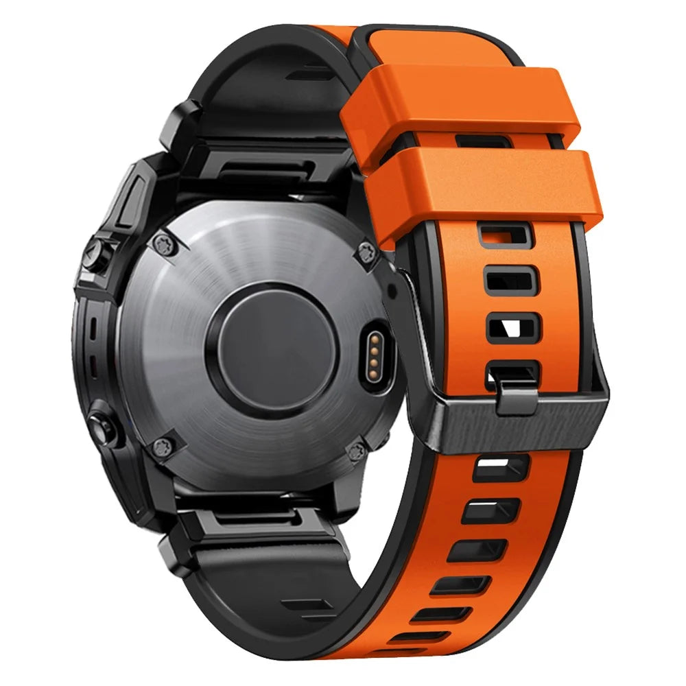 For Garmin Descent G1 / Instinct 2 Watch Strap Replacement Quick Release Dual-color Silicone Watch Band  - Orange  /  Black - 2