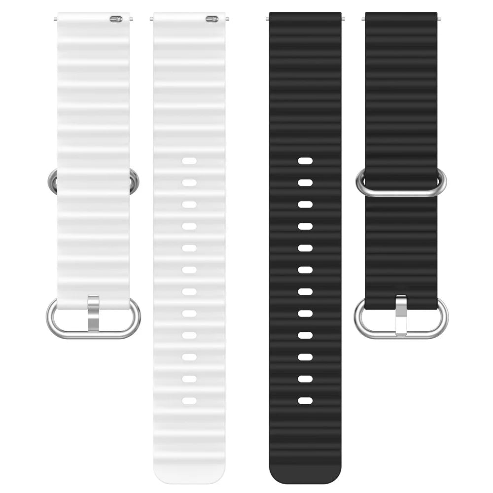 For Garmin Vivoactive 4  /  Garmin Venu 2 Universal 22mm Silicone Watch Strap Wavy Design Double Color Watchband - Black / White - 3