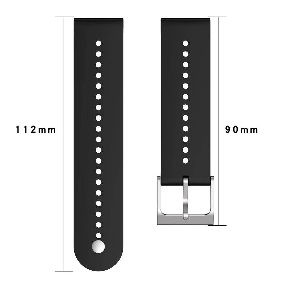 For Garmin Vivoactive 4 / Garmin Venu 2 Universal 22mm Soft Silicone Watch Band Strap Replacement with Steel Buckle - Black - 5