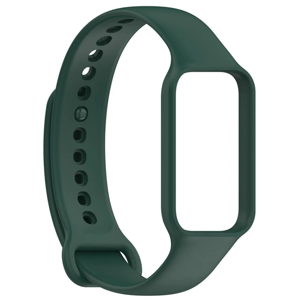Silicone Watch Strap for Redmi Band 2 Integrate Soft Band Case Quick Release Watchband - Blackish Green - 4