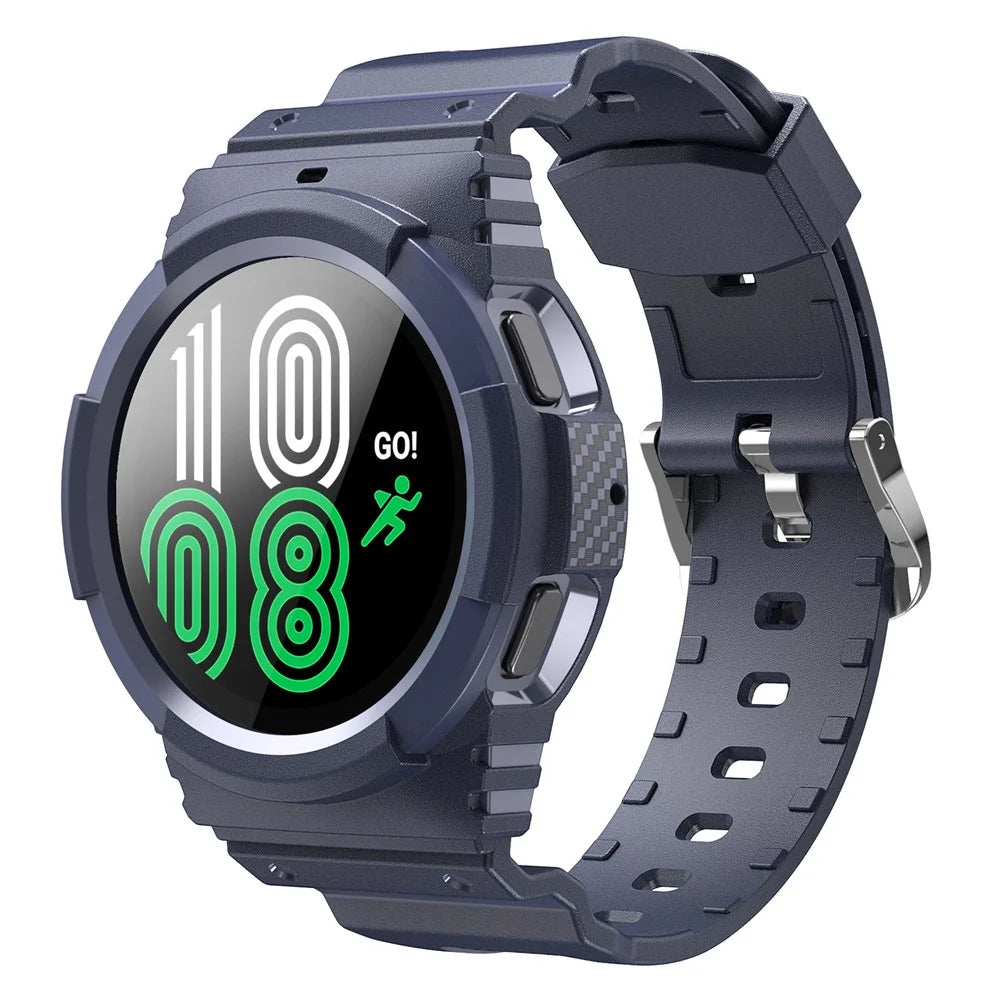 AHASTYLE WG67 Rugged Sport Case with Band Compatible with Samsung Galaxy Watch4 44mm , Soft TPU Watch Band Wrist Strap Bumper Cover - Sapphire - 1