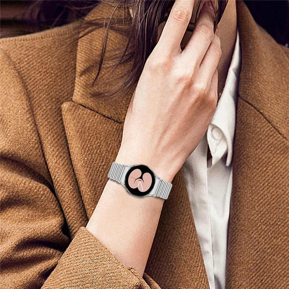 For Samsung Galaxy Watch4 Active 40mm 44mm / Watch4 Classic 42mm 46mm Watch Band Stainless Steel Hollow Strap - Silver - 5