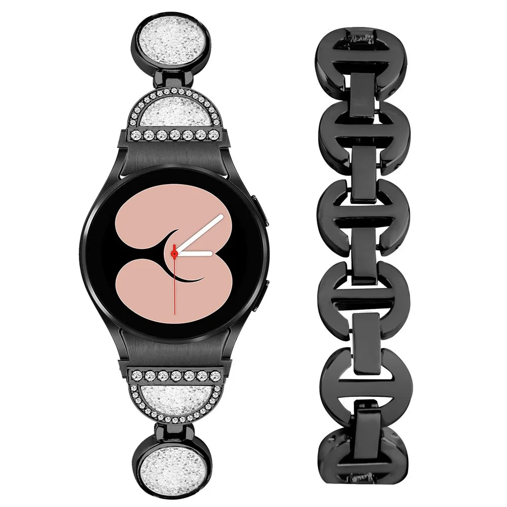 For Samsung Galaxy Watch4 Active 40mm / 44mm / Watch4 Classic 42mm / 46mm Strap Quicksand Rhinestone Watch Band - Black - 3