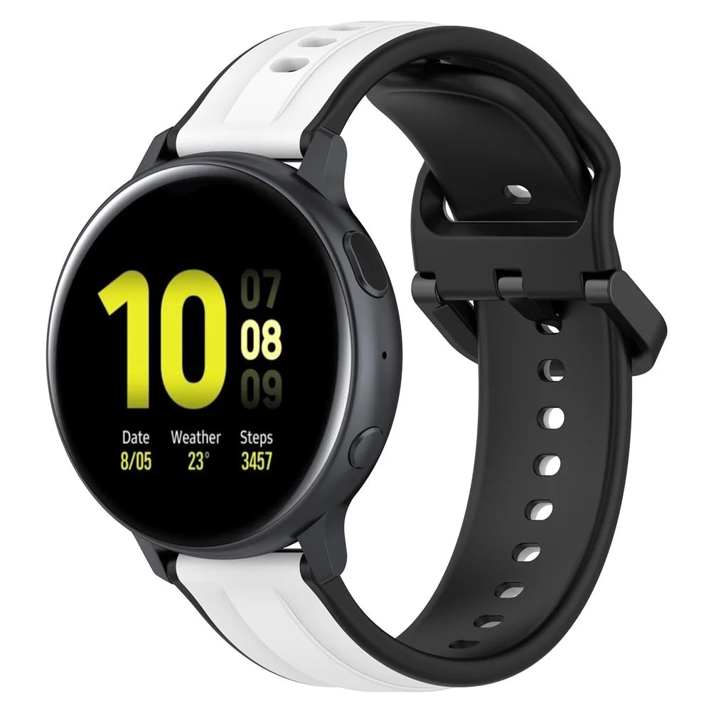 For Samsung Galaxy Watch3 41mm 45mm / Huawei Watch 3 Soft Silicone Watch Band 22mm Dual Color Watch Strap Replacement - White / Black - 5