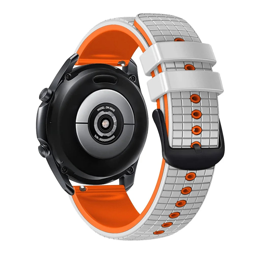 For Huami Amazfit GTS4 Mini / GTS3 / GTS2 2E Watch Strap 20mm Grids Texture Silicone Watch Band - White / Orange - 1
